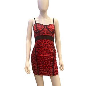 Symphony USA Cheetah Red Bodycon Dress Size Medium